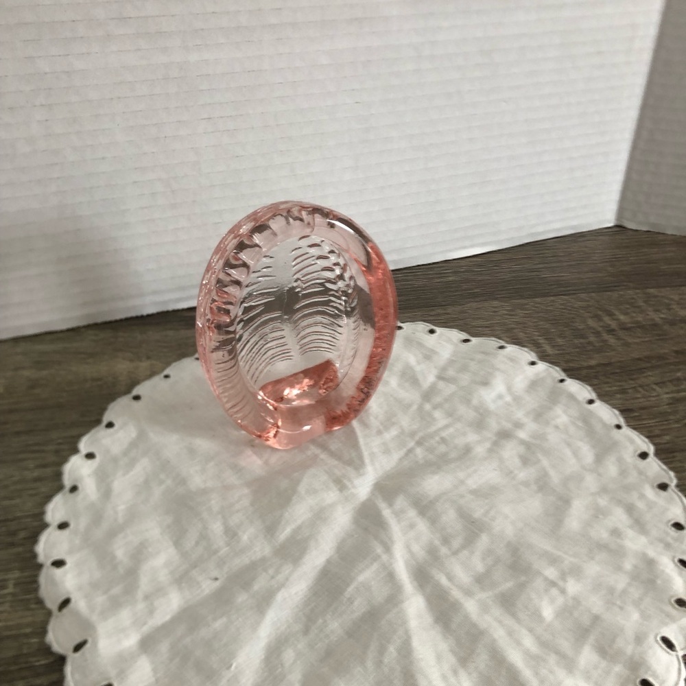 Vtg Oval Pink Glass Picture Frame - Picture 3 of 11